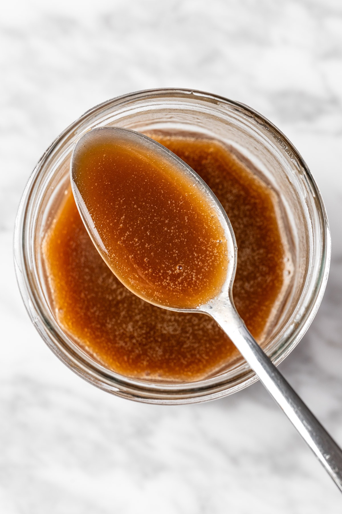 A spoonful of maple balsamic vinaigrette.