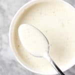 A spoonful of tzatziki salad dressing.