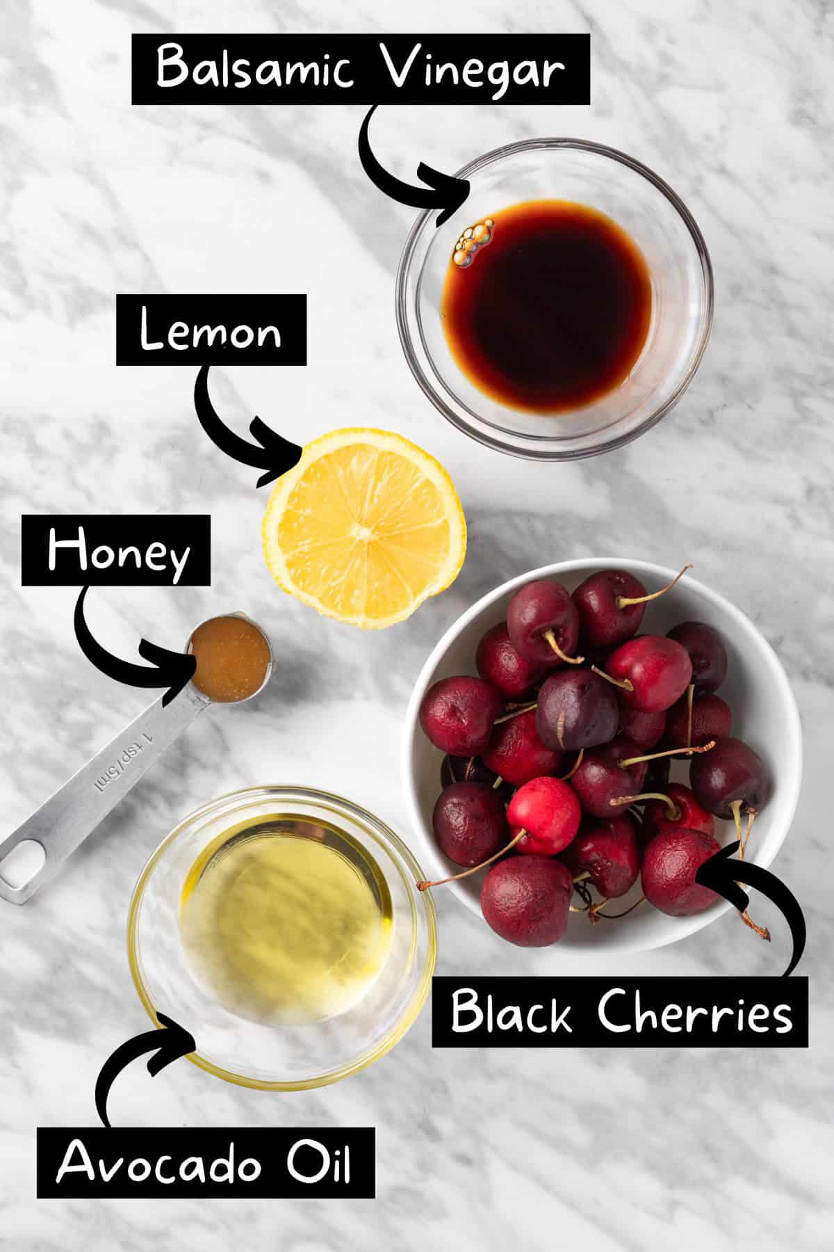 The ingredients needed to make the salad dressing.