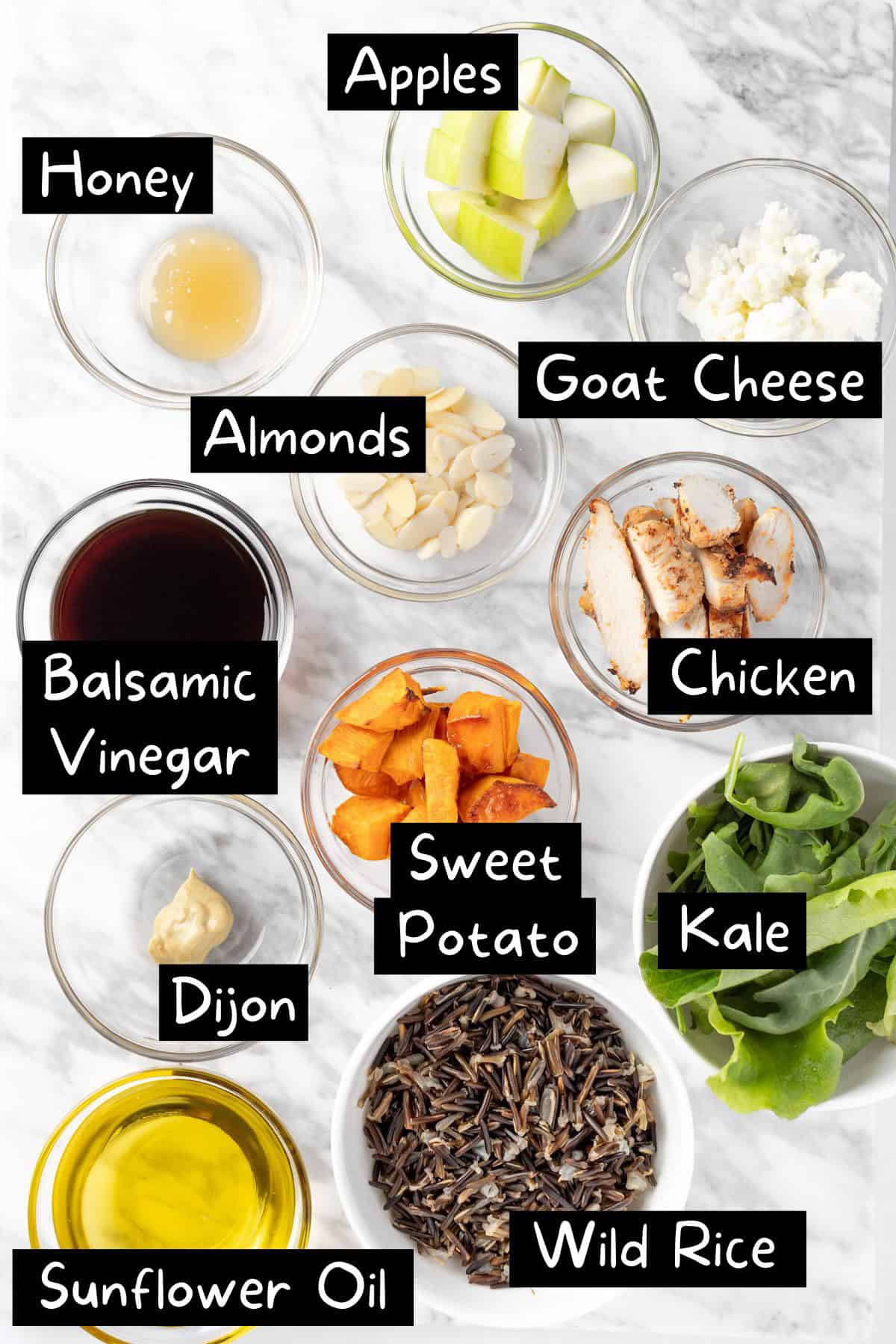 The ingredients needed to make the Sweetgreen Harvest Bowl Recipe.