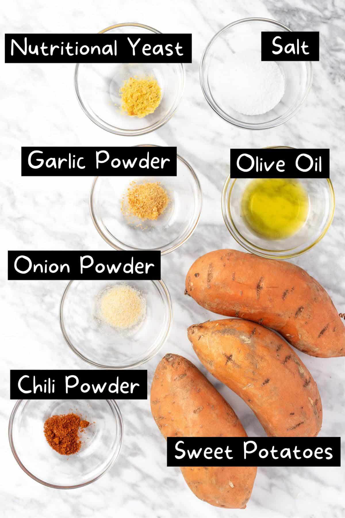 The ingredients needed to make the Sweetgreen sweet potatoes.