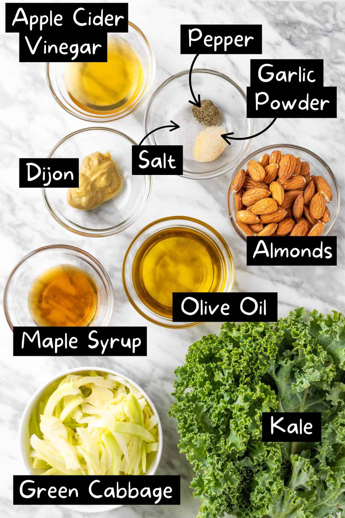 The ingredients needed to make the Chick-Fil-A kale crunch salad.