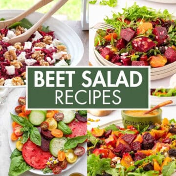 A collage of salad recipes with the text overlay: “Beet Salad Recipes”.