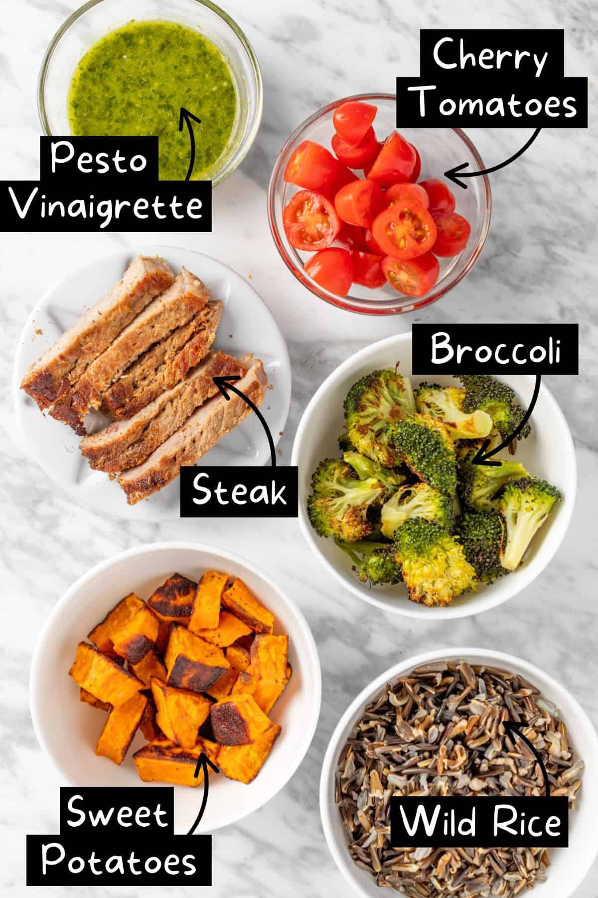 The ingredients needed to make Sweetgreen’s Caramelized Steak Plate.